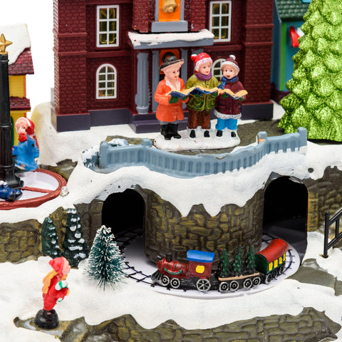 Villaggio Di Natale Innevato - Con Chiesa Trenino - Giostra Bambini