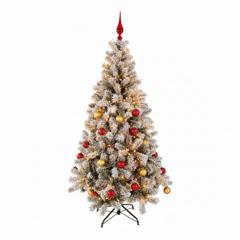Kit Albero Di Natale Canadian Innevato Addobbato H 120