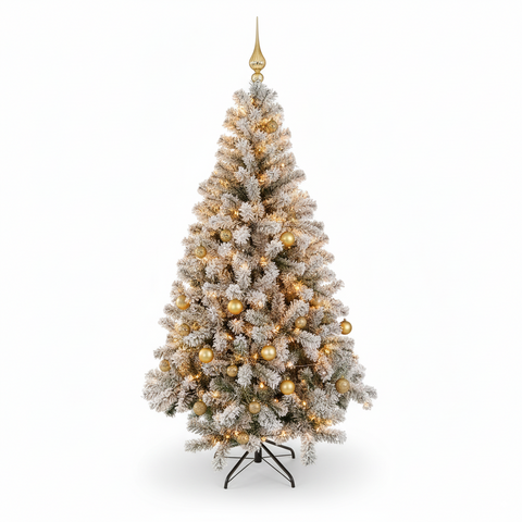 Kit Albero Di Natale Canadian Innevato Addobbato H 210 cm