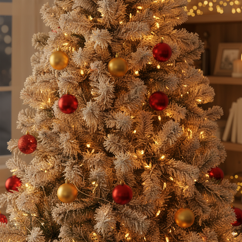 Kit Albero Di Natale Canadian Innevato Addobbato H 120