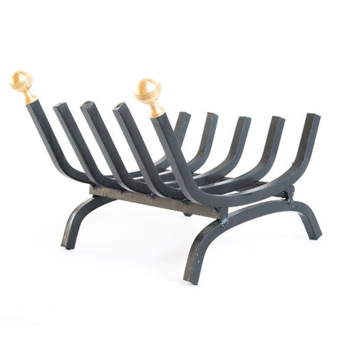 Porta legna 30 cm - pomelli in ottone - brucia legna per stufa e camino