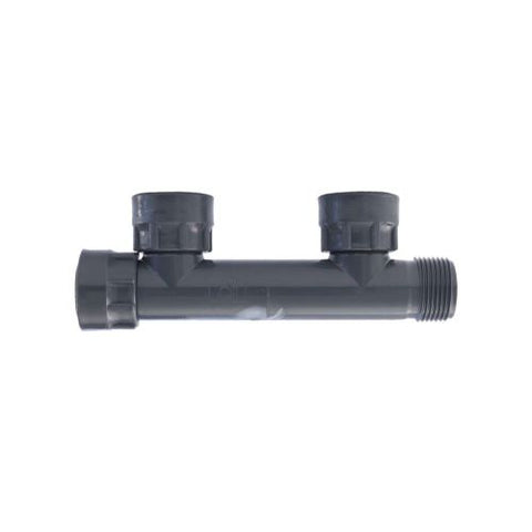 Collettore 2 Uscite 1"F In PVC Con Ghiera Per Elettrovalvole Irrigazione