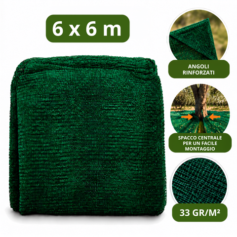 Rete Raccolta Olive 33 gr/m² - con Apertura Centrale e Angoli Rinforzati