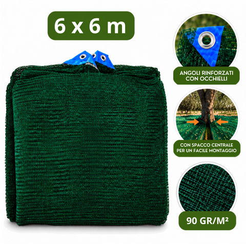 Rete Raccolta Olive 90gr/m² - Con Apertura Centrale e Angoli Rinforzati con Occhielli