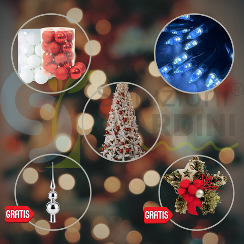 Kit Albero Di Natale Monte Fuji Innevato Addobbato H 150 cm