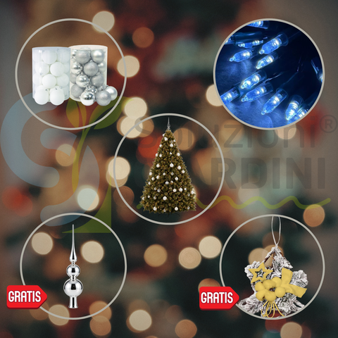 Kit Albero Di Natale Germogliato Addobbato H 180 cm