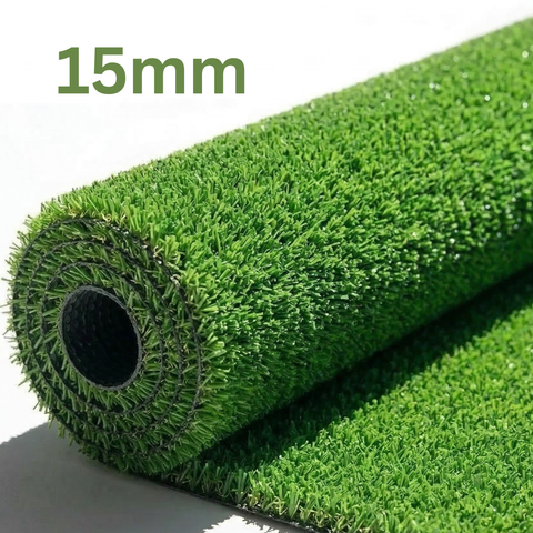 Prato Sintetico 15 MM - Rotolo Erba Sintetica Drenante per Giardini e Terrazze effetto Naturale