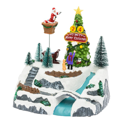 Villaggio Di Natale - Babbo Natale Addobba Innevato