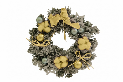 Corona FuoriPorta Natale Con Decori Champagne 30 cm