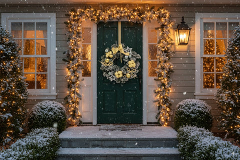 Corona FuoriPorta Natale Con Decori Champagne 30 cm