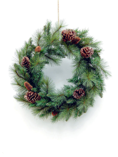 Corona Ghirlanda Verde Con Pigne Natale 60 cm