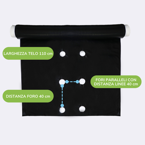Telo Film Pacciamatura - Doppia Linea Fori ogni 40cm - Largo 110cm