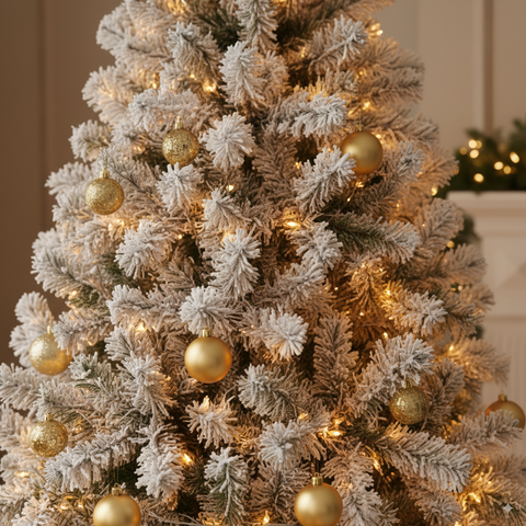 Kit Albero Di Natale Canadian Innevato Addobbato H 210 cm