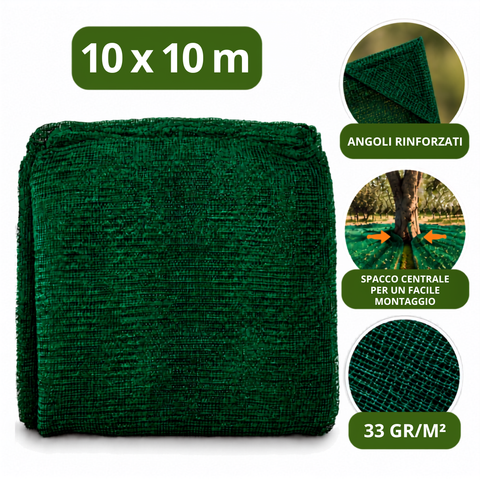 Rete Raccolta Olive 33 gr/m² - con Apertura Centrale e Angoli Rinforzati