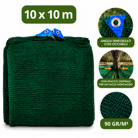 Rete Raccolta Olive 90gr/m² - Con Apertura Centrale e Angoli Rinforzati con Occhielli