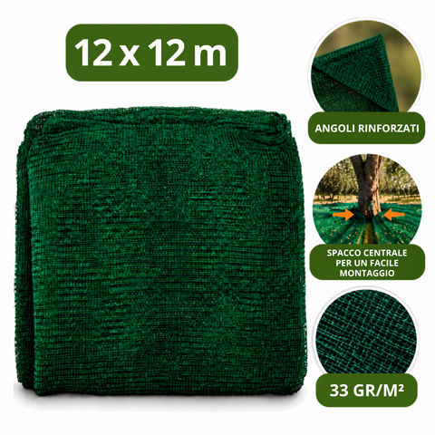 Rete Raccolta Olive 33 gr/m² - con Apertura Centrale e Angoli Rinforzati