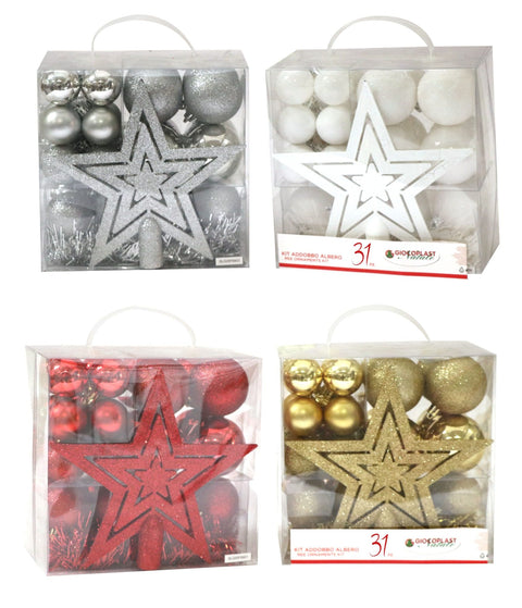 Kit Palline Natale Vari Colori 31 Pz