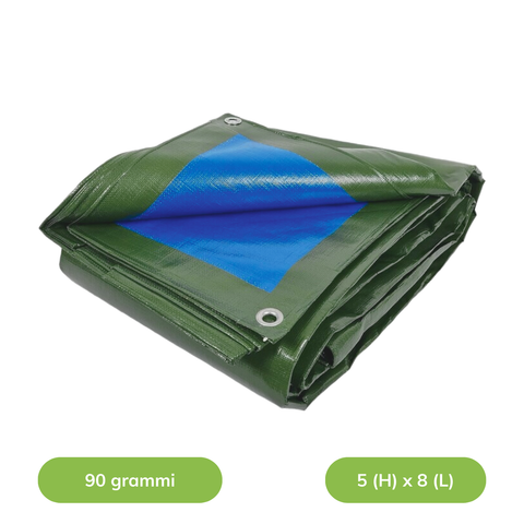 Telo Copritutto Occhiellato 90 Gr - Copertura impermeabile per esterno Verde Blu